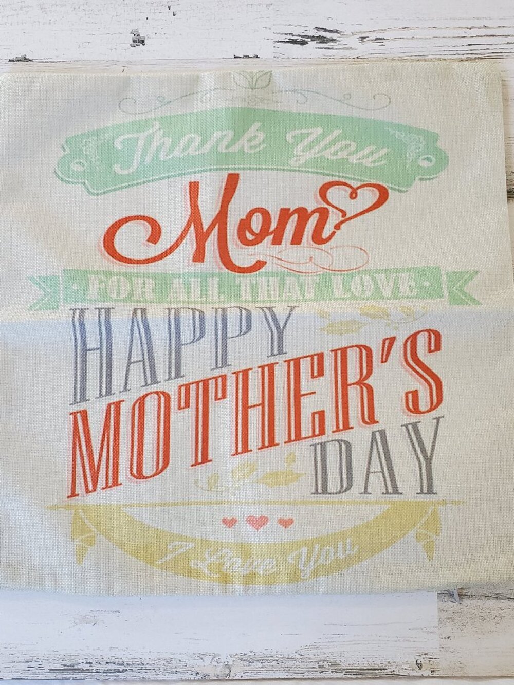 Burlap Mother's Day Accent Throw Pillow Cover NEW